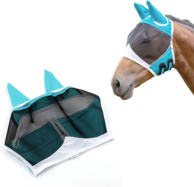 Andiker Soft Mesh Horse Fly Mask with Ears, Breathable Horse Face Mask Protect E