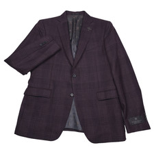John Varvatos Sport Coat Mens Size 38R Purple Red Plaid Wool Blend Blazer Jacket