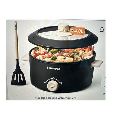 TopWit 4.0L Electric Non-Stick Multifunctional Slow Cooker Black Pot Lid Spatula
