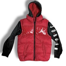 Jordan Boys Therma-Fit Puffer Jacket Size Medium 10-12Y Red/Black Hoodie