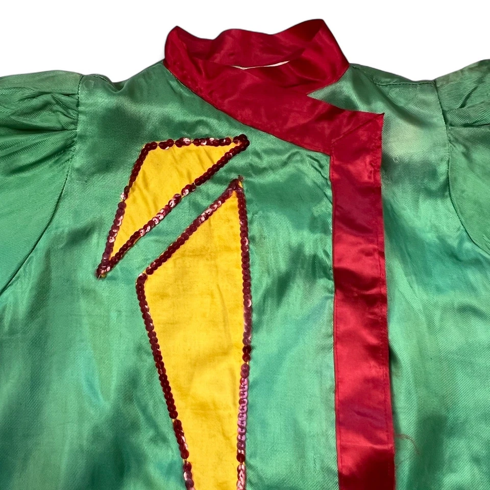 Disfraz Ringmaster Chaqueta Vintage Niños Verde Satinado con Lentejuelas, Talla 10/12 Foto 2 de 4