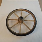 ANTIQUE 10" METAL WOOD HARD RUBBER WHEEL SPOKE WAGON CARRIAGE STROLLER CART — photo 2