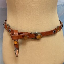 Vtg Brown Novelty Belt Multiple Watch Faces Statement Buckle Retro Unisex Quirky