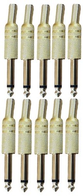 10 Lot Vanco PP18GX Gold Tone Metal Plug 1/4  Threaded Audio Adapter