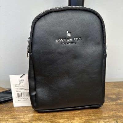 NWT London Fog Janice Double Compartment Sling Bag Black Crossbody