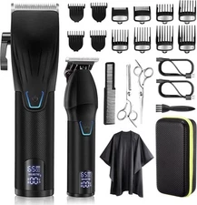 Suttik Professional Hair Clipper and Trimmer Set, Barber Clippers Set Black 