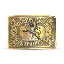 Scottish FRIENDSHIP KNOT W/ RAMPANTN LION Kilt Belt Buckle Brass Antique