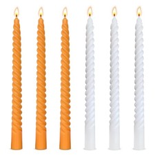 10 Inch White Orange Spiral Taper Candle Set Unscented Halloween Fall Dinner
