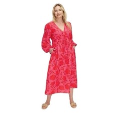 KATE SPADE x Target Classic Rose Linen Blend Long Sleeve Midi Dress Size 1X *NWT