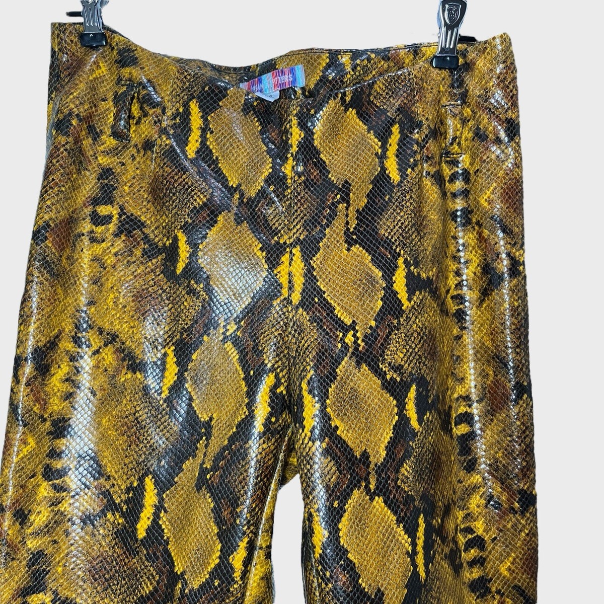 Urban Outfitters Leah Faux Leather Python Snake Print Pants Yellow