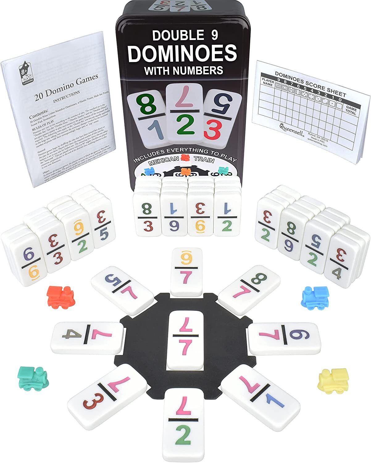 ESSAJOY Mexican Train Dominoes Set Dominoes Set for Adults Double