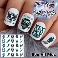 Philadelphia Eagles Football Waterslide Nail Decals Set of 50 Instructions &