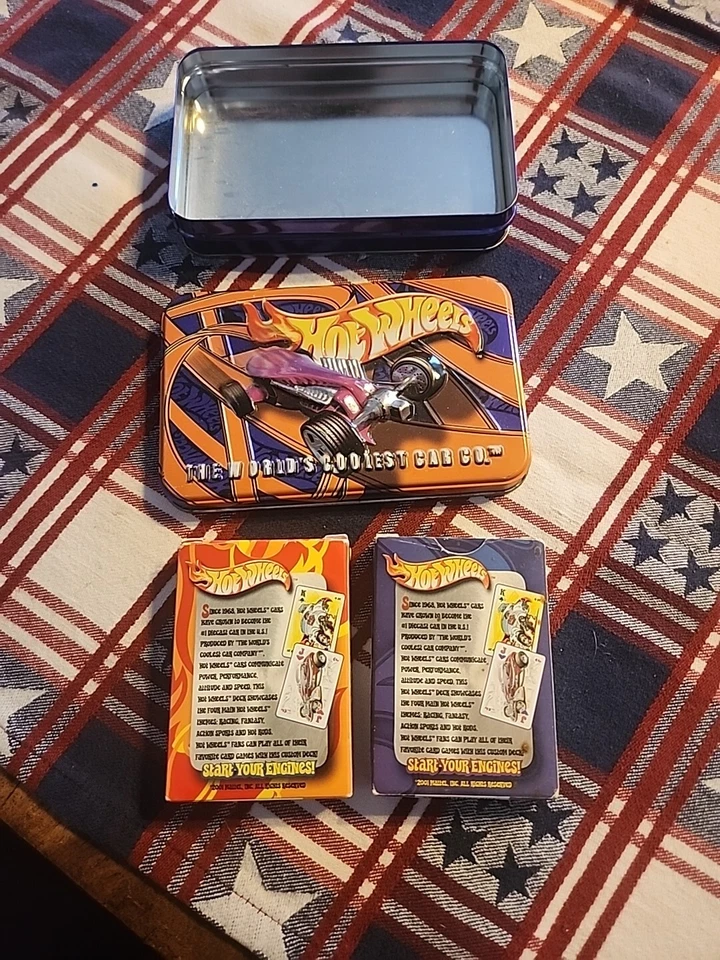 2001 Hot Wheels – (2-Packs) Playing Cards In Collectible Tin Box – Cards sealed - Image 2 of 2