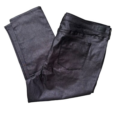 Sofia Jeans by Sofi Womens Skinny Ankle Black Coated Shimmery 28W NEW