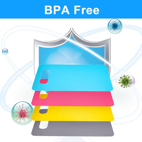 Flexible Cutting Board BPA Free 4 Colored Plastic Cutting Board Mat Set Dishwash - Picture 3 of 12