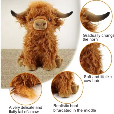 Cuddly 9  Brown Highland Cow Soft Teddy Plush Stuffed Animal Simulation Toy