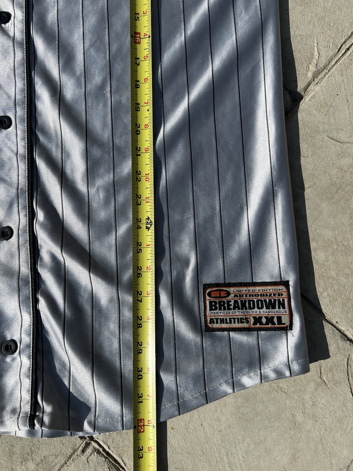 Vtg BreakDown Button Up Gray Reflective Jersey XX… - image 8