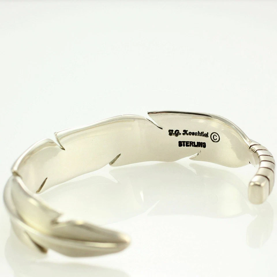PULSERA BRAZALETE PLUMAS KOSCHTIAL J G PLATA DE LEY 925 HECHA A MANO 45,3 gramos Foto 4 de 4