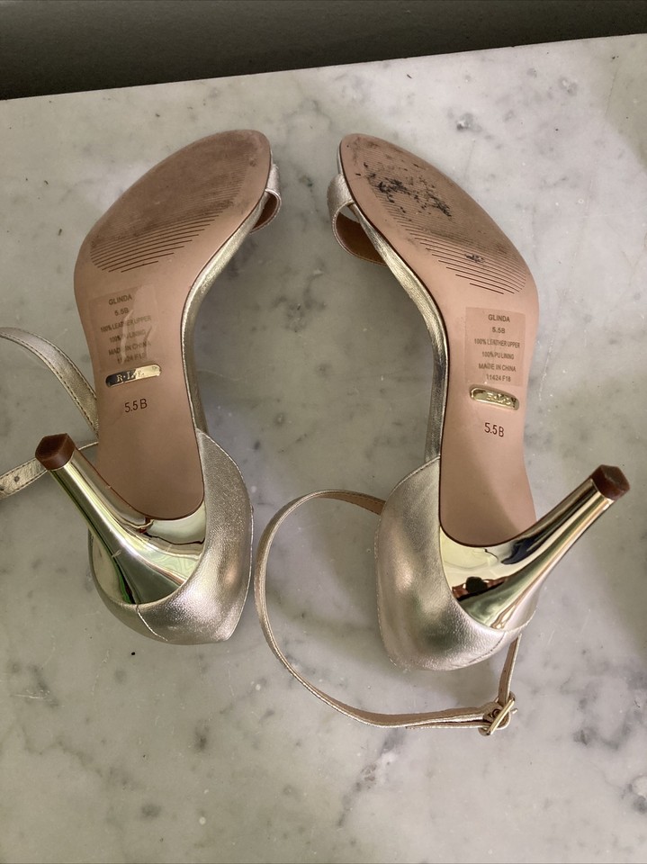 Ralph Lauren Gold Pumps Size 5.5 eBay