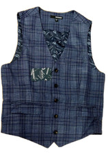 Murano Men's Plaid Dress Vest Polyester Blend color Navy Size Small