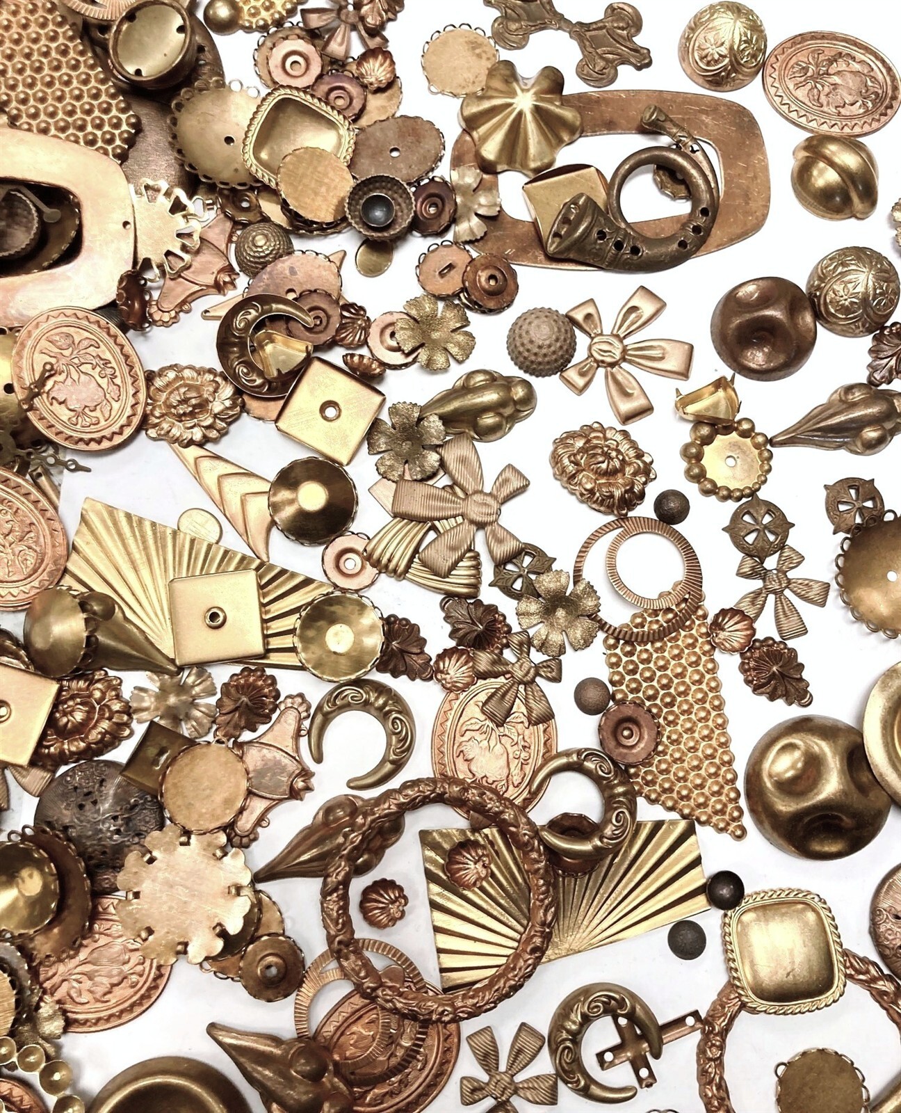 1/2 Pound Vintage Patina Aged Solid Brass Stampings Findings & Settings Lot 1589