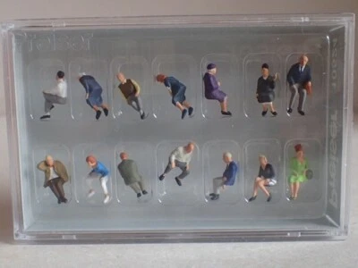 Preiser Sitzende Reisende 14 St Fahrgast Bahn Zug Mann Frau 10524 H0 1:87 OVP