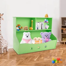 PVC Storage Bookcase 2-Shelf Kids Shelving Unit Open Book Shelf Toy Organiser