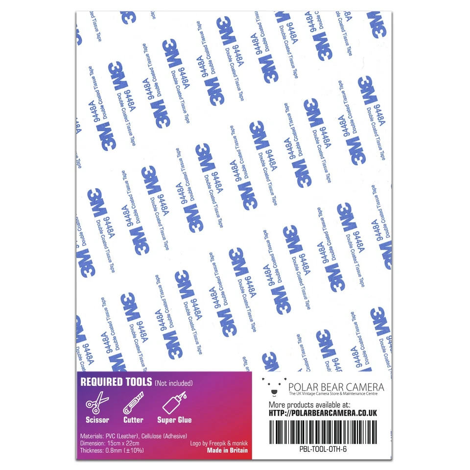 Leatherette Camera Repair Leather Replacement Self-adhesive 0.8mm Thin[BLACK] - Image 3 of 4