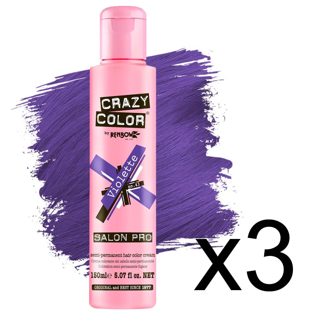 Semi Permanent Hair Dye Color 5.07 Oz #43 Violette 3 Pack