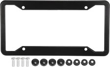 4 Holes Heavy Duty Matte Black Stainless Steel License Plate Frame Hardware