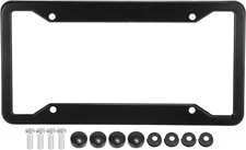 4 Holes Heavy Duty Matte Black Stainless Steel License Plate Frame + Hardware