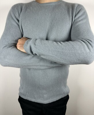 Giorgio Armani Herren, L, Gr.54,100% Kaschmir, Pullover, Pullover Blau Sweater 
