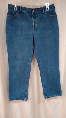 Lands' End Women's Straight Leg Light Rinse Jeans Plus Size 20W Elastic Back