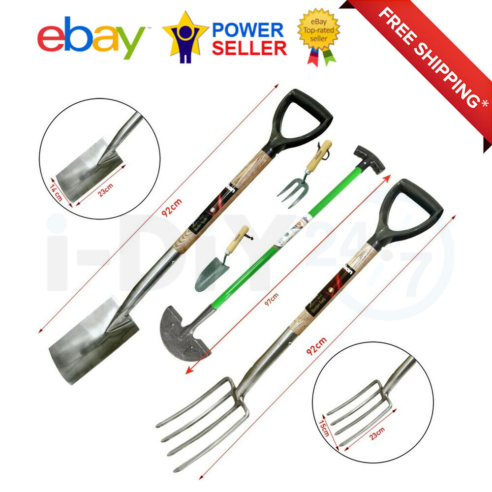 Rolson 5pc Garden Set Spade/Fork, Edging Iron, Hand Trowel/Fork Digging Tools Nowa cena