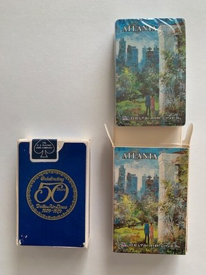 Lot of 2 Delta Air Lines 50th Anniversary/Atlanta Playing Cards Decks - Sealed