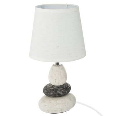 Tischlampe mit Schirm, Ø 18 x 33 cm, weiß mit Steinfuß