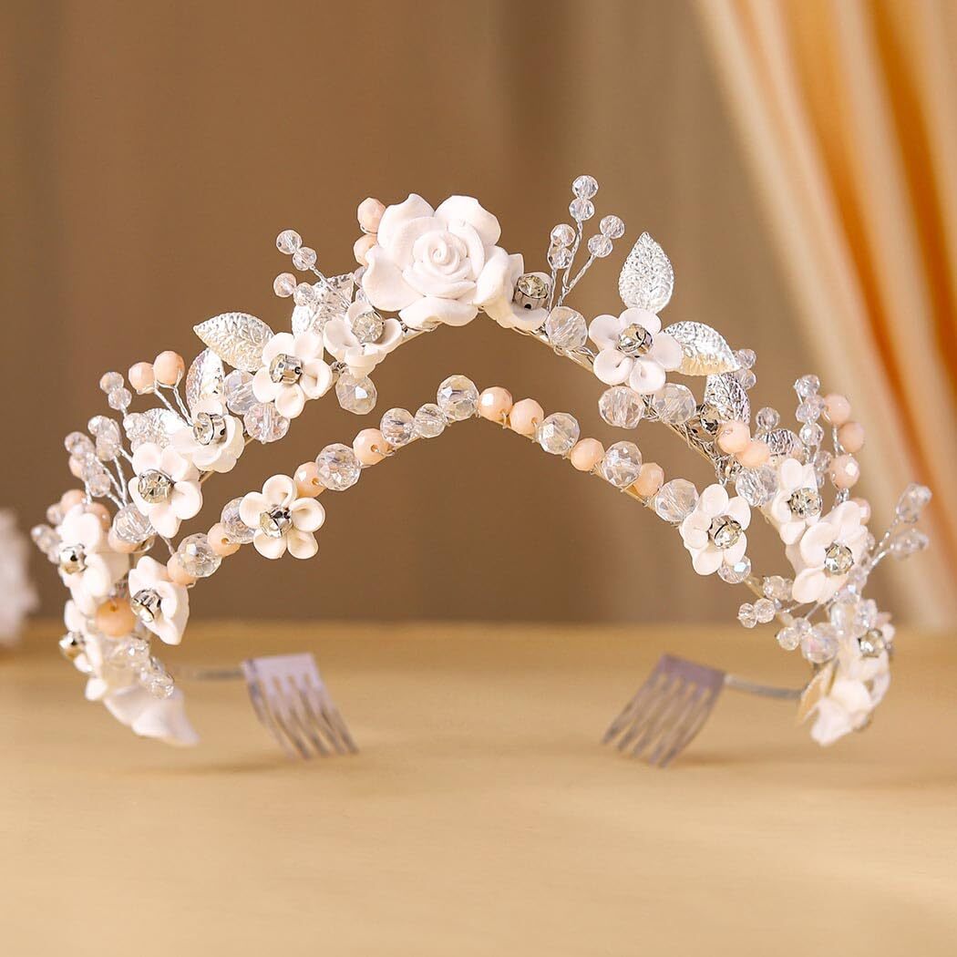 CASDRE Flower Bride Wedding Headband Silver Rhinestone  display picture 1