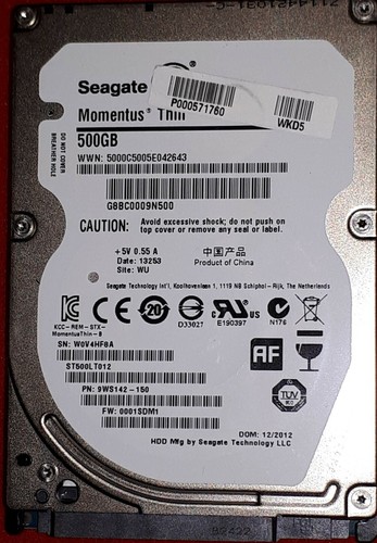 Festplatte Seagate HDD 500GB 2,5" 5400rpm SATA 100% geprüft ST500LT012-9WS142