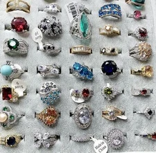 50/100pcs Wholesale Rings Mixed Rings Bulk Finger Gemstones Crystal Jewelry Lot