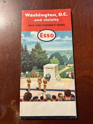 Vintage Washington DC & Vicinity, Map & Visitors Guide Esso 1959 Mint Condition
