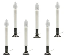 Electric Window Candle Lamp with Pewter Plated Base, Dusk to Dawn Sensor- 6 Pack