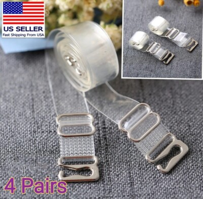 4 Pairs Clean Transparent Invisible Shoulder Bra Straps 15mm Width High Quality 