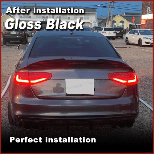 Glanz Schwarz Heckspoiler Flügel Spoiler Lippe Passt für Audi A4 B8.5 2013-2016 - Picture 2 of 10