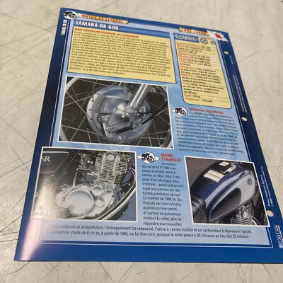Fiche Technique Yamaha SR500 1992 - Carte Moto Collection Atlas
