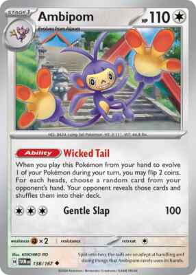 Pokémon TCG Ambipom Scarlet & Violet - Twilight Masquerade 138/167 Regular...