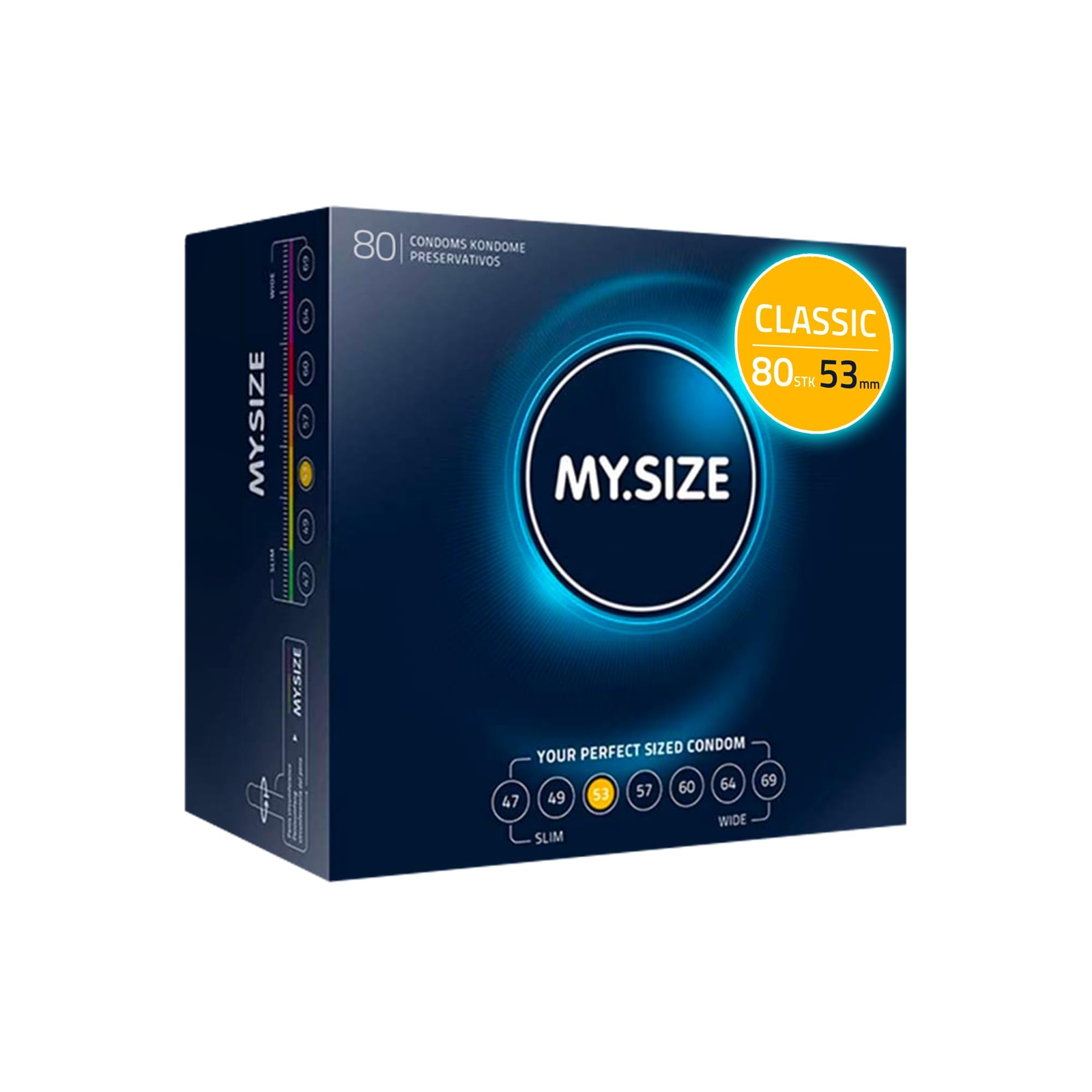MY.SIZE Classic Kondome Größe 3 I 53 mm Breite I 80 Stück Megapackung I Premi…