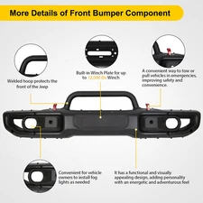 Fits Wrangler JL Rubicon / Gladiator 2018-2023 Steel Front Bumper Kit 10th Style