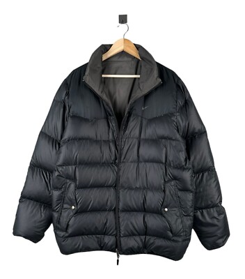 Mens Vintage Y2k NIKE Athletic Dept Puffer Jacket Black & Grey