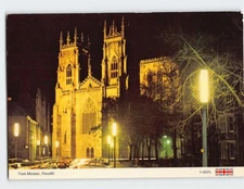 Postcard York Minster Floodlit York England
