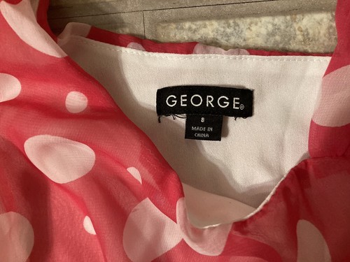 George Girl’s Size 8 Bright Pink & White Polka Dot Sleeveless Lined Sundress - Picture 6 of 8